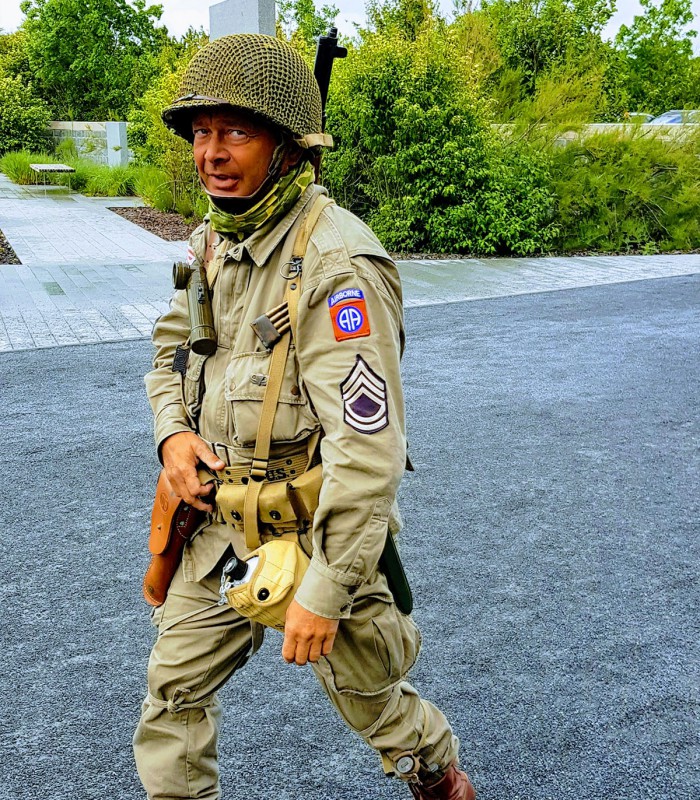 D-Day reenactor in Normandy (Pointe du Hoc)